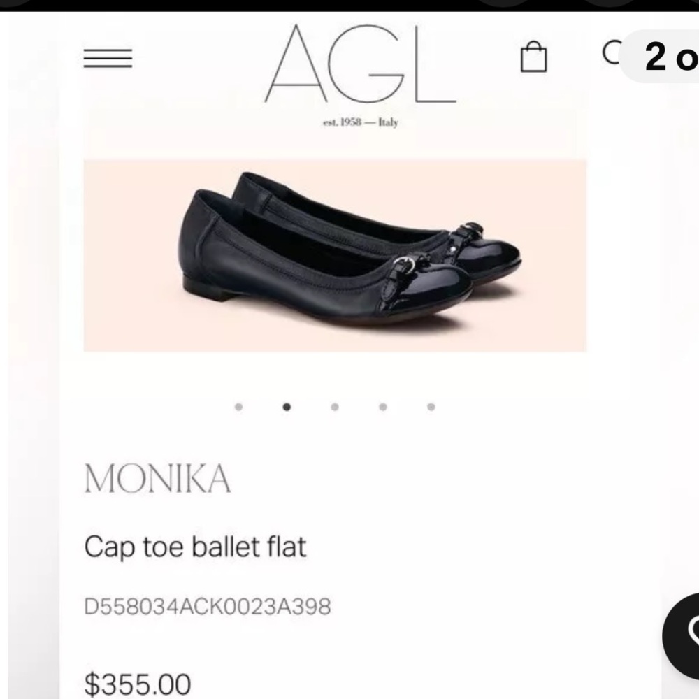 AGL Monika Cap Toe Ballet Black Flat 6.5 US Women’s Leather Made in Italy - Picture 11 of 12